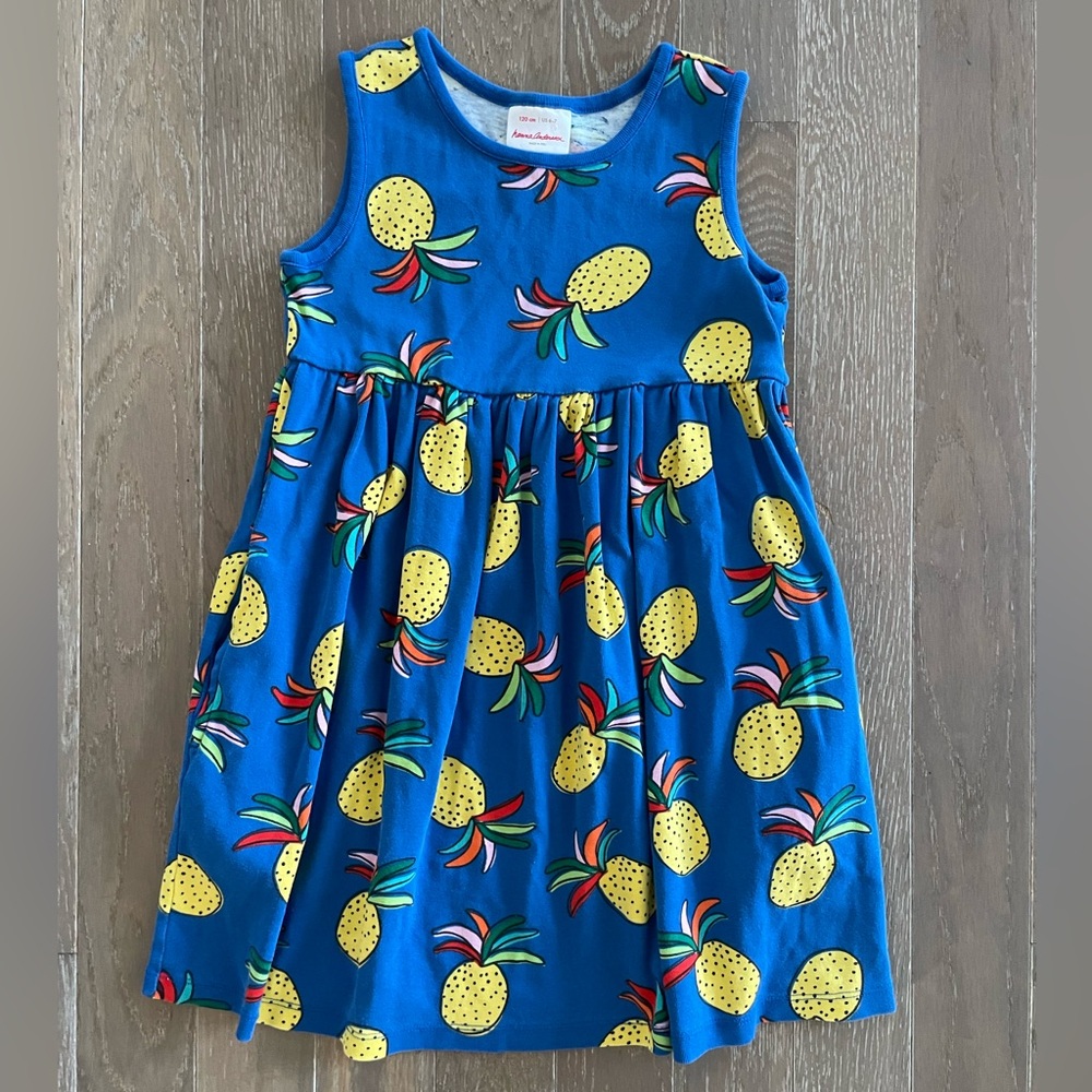 Hanna Andersson Blue Dress with Pineapple Print